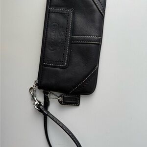 Coach Black Leather Wristlet
